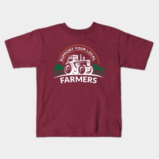 Support Your Local Farmers with Tractor Design Kids T-Shirt